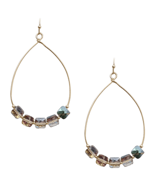 Teardrop Iridescent Crystal Bead Earrings - Bray and Em Boutique