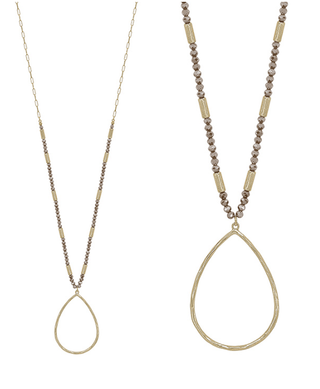 Teardrop Metal Pendant Necklace - Bray and Em Boutique