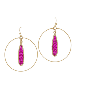 Teardrop Wire Seed Beads Round Earring - Bray and Em Boutique