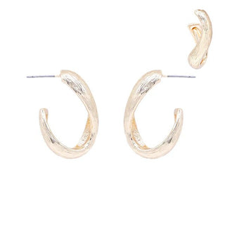 Textured Oval Hoop Earrings - Bray and Em Boutique