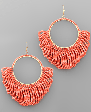 The Sunset Fringe Beaded Hoop Earrings - Bray and Em Boutique