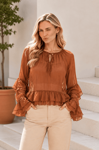 Tied In Grace Chiffon Blouse - Bray and Em Boutique