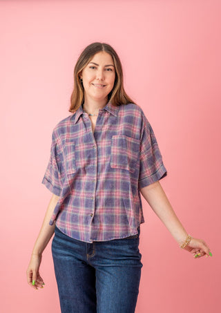 Total Support Plaid Button Down Top - Bray and Em Boutique