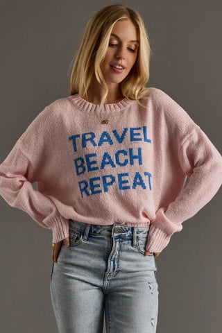 “Travel, Beach, Repeat” Sweater - Bray and Em Boutique