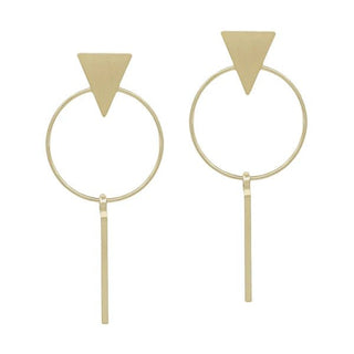 Triangle Stud with Circle and Bar Drop Earring - Bray and Em Boutique