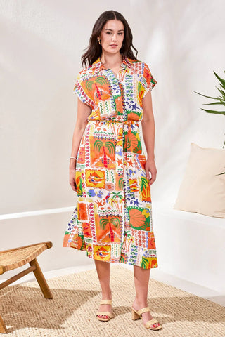 TRIBAL Belted Midi Dress - Bray and Em Boutique