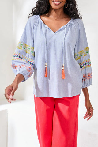 TRIBAL Blossom Thread Blouse - Bray and Em Boutique