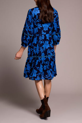 TRIBAL Blue Bloom Tiered Dress - Bray and Em Boutique