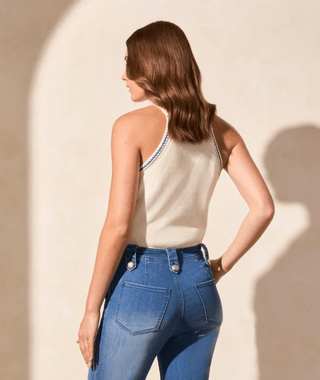 TRIBAL Blue Skies Crochet Halter Sweater - Bray and Em Boutique