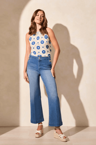 TRIBAL Brooke High Rise Palazzo Marine Jeans - Bray and Em Boutique
