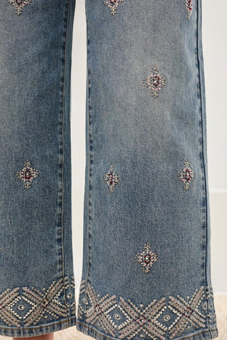 TRIBAL Collective Studio Wide Crop Embellished Pants - Bray and Em Boutique