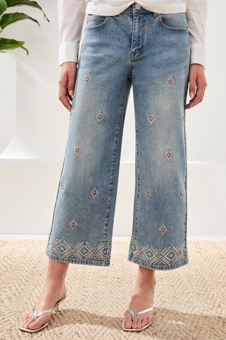 TRIBAL Collective Studio Wide Crop Embellished Pants - Bray and Em Boutique