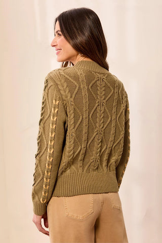TRIBAL Cable Knit Crew Neck Sweater