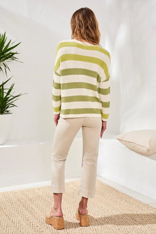 Tribal Crew Neck Drop Shoulder 3/4 Sweater - Bray and Em Boutique