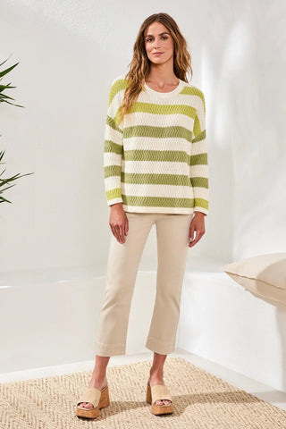 Tribal Crew Neck Drop Shoulder 3/4 Sweater - Bray and Em Boutique