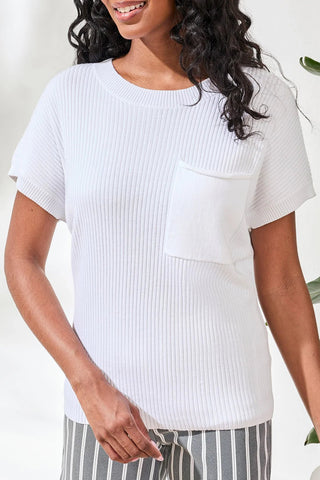 Tribal Dolman Short Sleeve Ribbed Knit Top - Bray and Em Boutique
