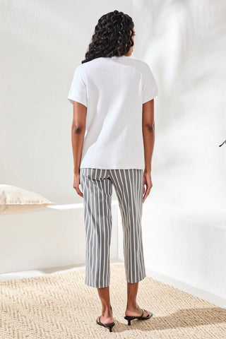 Tribal Dolman Short Sleeve Ribbed Knit Top