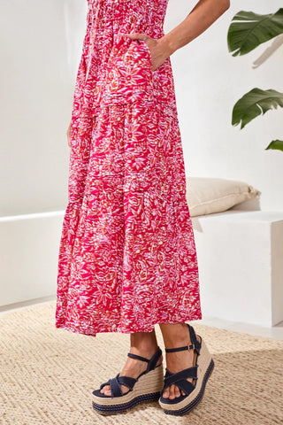 TRIBAL Drawcord Waist Maxi Dress - Bray and Em Boutique