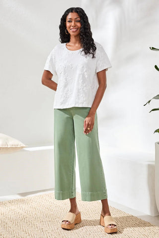 Tribal Embroidered Short Sleeve Crew Neck Top - Bray and Em Boutique