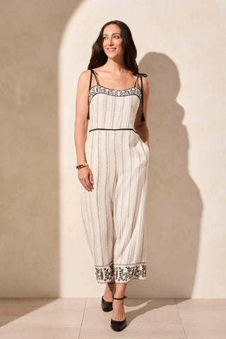TRIBAL Embroidered Tassel Straps Jumpsuit - Bray and Em Boutique