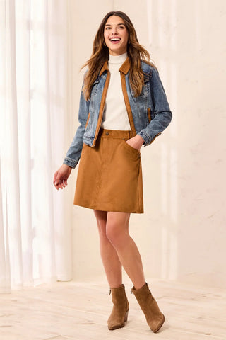 TRIBAL: Suede A-Line Mini Skirt