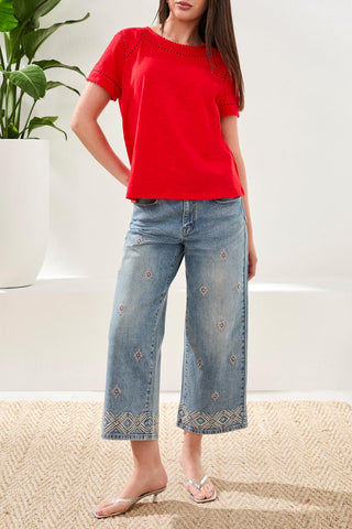 TRIBAL Feminine Interest Lace Detail Top - Bray and Em Boutique