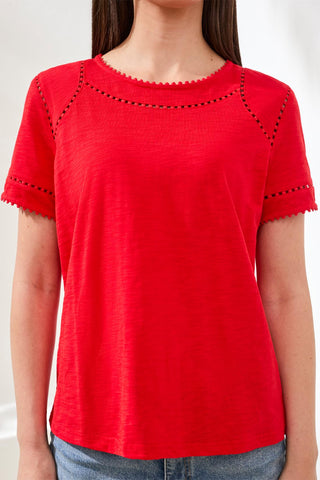TRIBAL Feminine Interest Lace Detail Top - Bray and Em Boutique