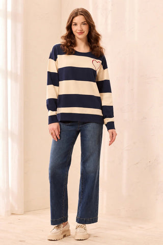 TRIBAL Heart Drop Shoulder Pullover - Bray and Em Boutique