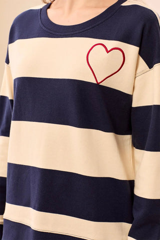TRIBAL Heart Drop Shoulder Pullover - Bray and Em Boutique