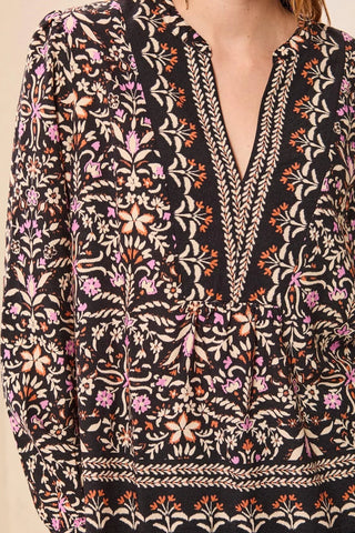 TRIBAL: Jacquard Empire Waist Blouse - Bray and Em Boutique
