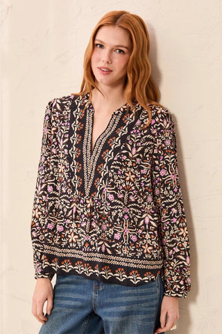 TRIBAL: Jacquard Empire Waist Blouse - Bray and Em Boutique