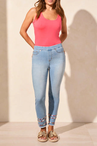TRIBAL MR Alexa Pull On Embroidered Slim Jeans - Bray and Em Boutique