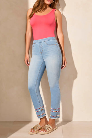 TRIBAL MR Alexa Pull On Embroidered Slim Jeans - Bray and Em Boutique
