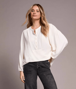 TRIBAL Polished Look Mandarin Collar Blouse - Bray and Em Boutique