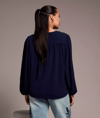 TRIBAL Polished Look Mandarin Collar Blouse - Bray and Em Boutique