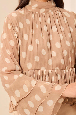 TRIBAL: Polka Dot Peplum Blouse - Bray and Em Boutique