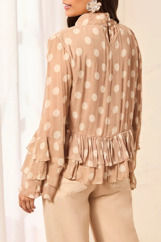 TRIBAL: Polka Dot Peplum Blouse - Bray and Em Boutique