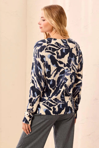 TRIBAL: Printed Cable Cotton Crew Neck Sweater - Bray and Em Boutique