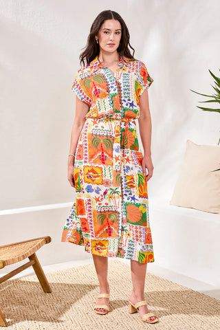 TRIBAL Belted Midi Dress