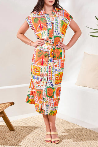 TRIBAL Belted Midi Dress