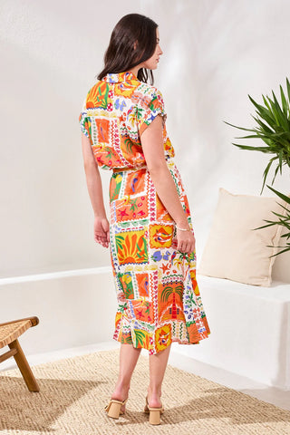 TRIBAL Belted Midi Dress