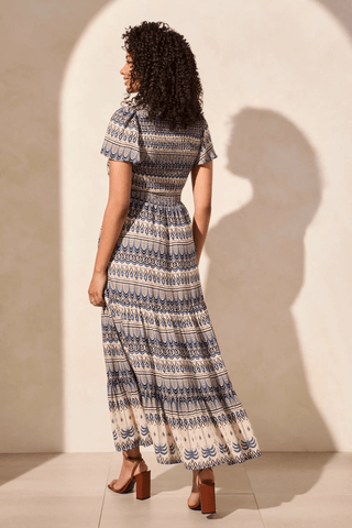 TRIBAL Ruched - Top Short Sleeve Maxi Dress - Bray and Em Boutique