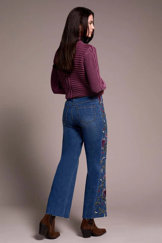 TRIBAL Simple Love HR Embroidered Wide Leg Jeans - Bray and Em Boutique