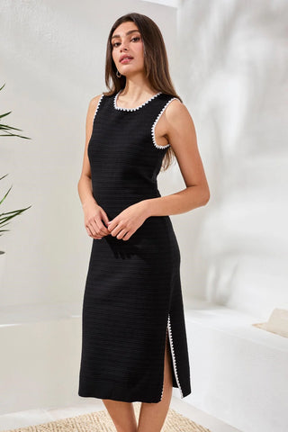 TRIBAL Rib-Knit Midi Dress