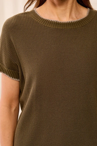 TRIBAL Topstitch Cap Sleeve Top