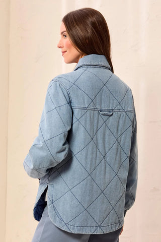 TRIBAL: Quilted Snap Front Soft Denim Jacket
