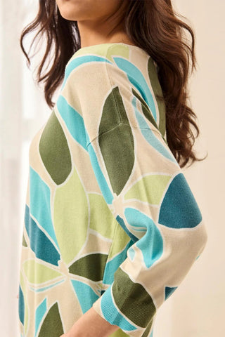 Tribal Soft Yarn Three - Quarter Sleeve Crewneck Sweater - Bray and Em Boutique