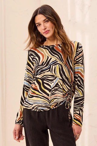 TRIBAL Side Ruched Knit Top