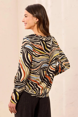 TRIBAL Side Ruched Knit Top