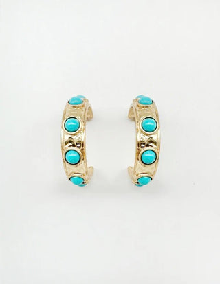 Turquoise Accent Hoop Earrings - Bray and Em Boutique